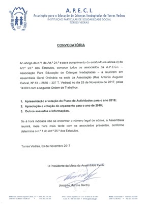 Convocatria | Assembleia Geral Ordinria