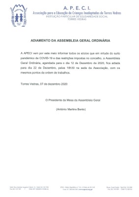 Adiamento da Assembleia Geral Ordinria