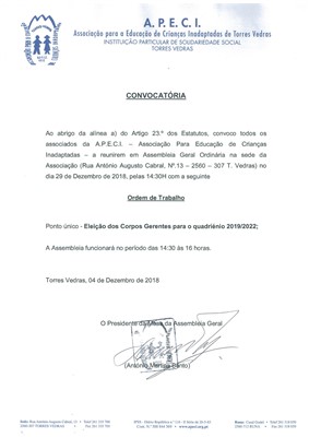 Convocatria | Assembleia Geral Ordinria