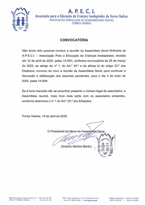APECI - Convocatria para Assembleia Geral