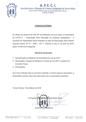 Convocatria para a Assembleia Geral