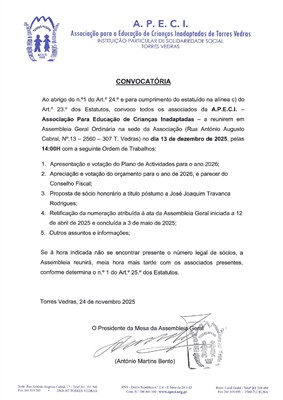 APECI - Convocatria para Assembleia Geral Ordinria 